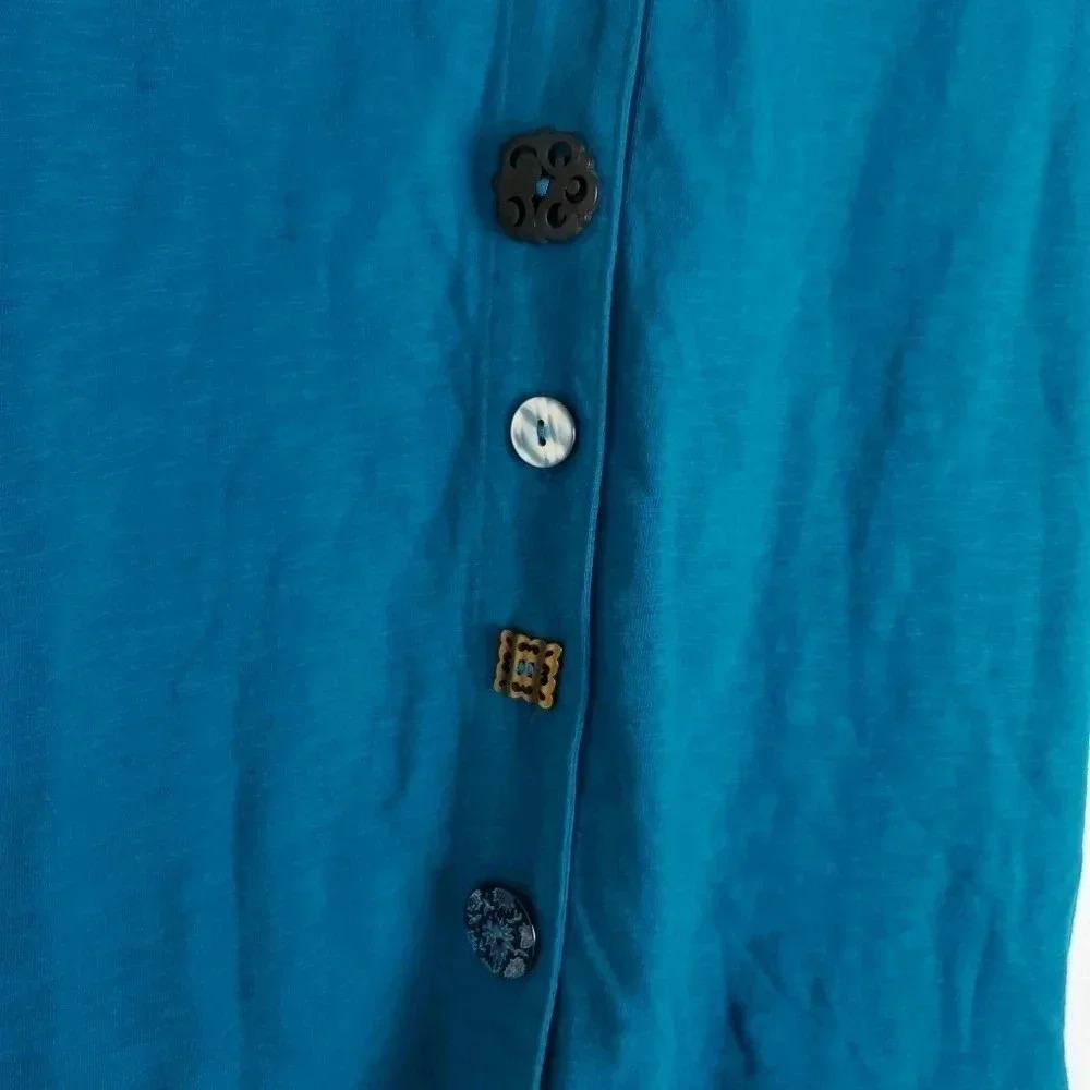 Soft Surroundings Danielle Button Top Tank Teal S - Picture 5 of 13